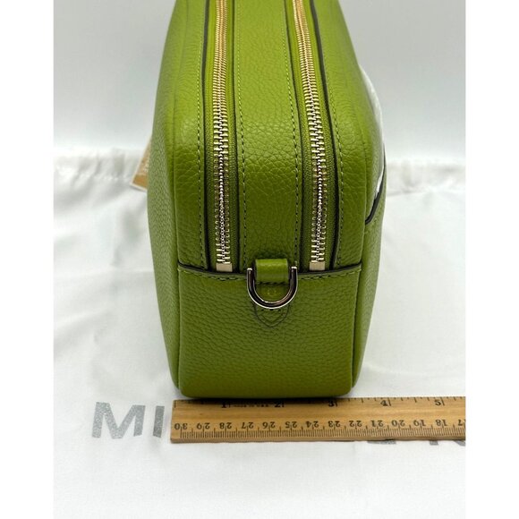 Michael Kors Bryant Med Leather Double Zip Chain Camera Crossbody Meadow Green - Picture 11 of 16